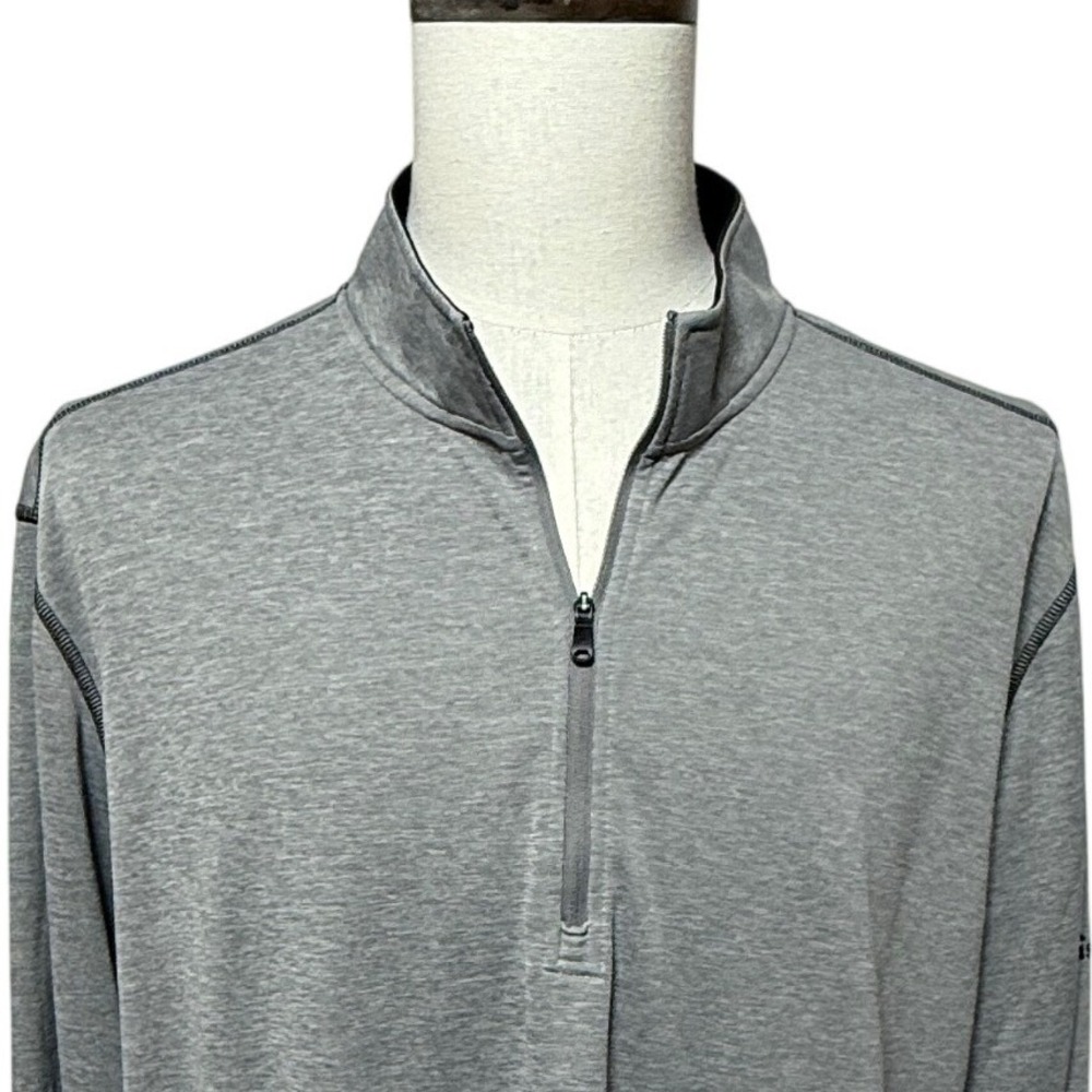 Adidas Pullover Mens 2XL Gray Quarter Zip Long Sleeve Performance Golf Shirt